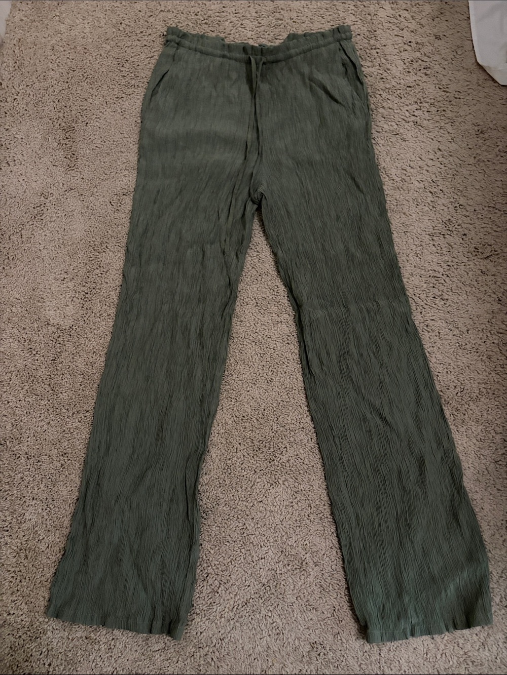 Zara Olive Green Relaxed Drawstring Pants